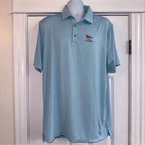 US Open 123rd Golf Polo Shirt Men's XL USGA LACC Blue White Striped Short Sleeve